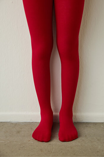 Penti Girl's Pretty Extra Cotton Red Pantyhose