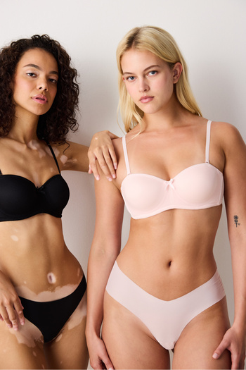 Penti Rózsaszín Push-Up Underwire párnázat nélküli pánt nélküli Lotus melltartó