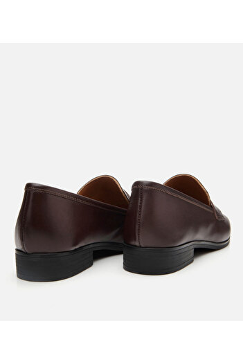 Hotiç Kadın Deri Kahverengi Logo Detaylı Loafer
