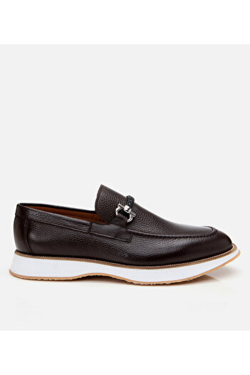 Hotiç Erkek Deri Kahverengi Spor Tabanlı Klasik Loafer