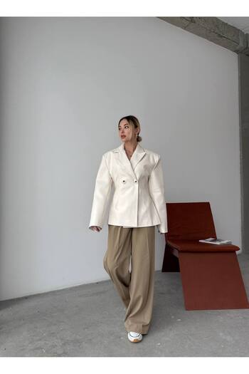 D'RECCY KADIN FİT KALIP TASARIM  VATKALI BLAZER CEKET