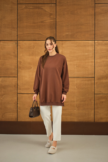 LOCCO Καφέ Casual Tunic - Γυναικεία, Λεπτομέρεια Στολή