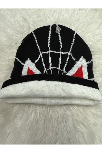 Blotch Double Layer Spiderman Red-Blue Color Men's Knitwear Knitted Beanie