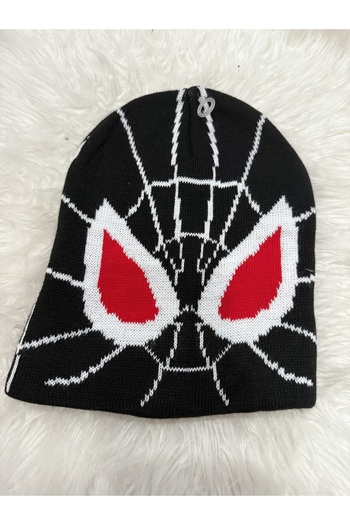 Blotch Double Layer Spiderman Red-Blue Color Men's Knitwear Knitted Beanie