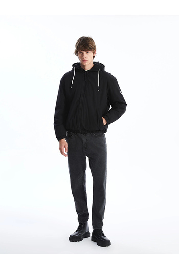 LC Waikiki Xside Black Comfortable Fit Hooded Men's Medium Thick Coat