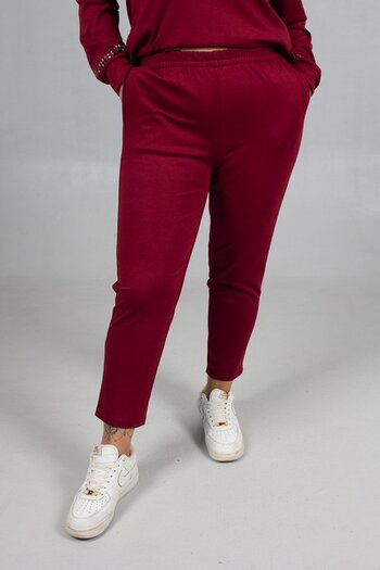 Truva XXL Burgundy Stone Sparkle Hooded Plus Size Tracksuit Set