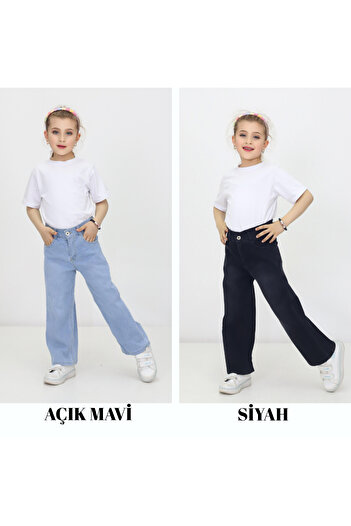 BeModal Kız Çocuk Kot Pantolon Açık Mavi-Siyah Jeans (2 ADET-2 RENK)