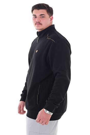 marufshop Men's Large Size Cotton Wide-Fit Stand-Up Collar Zippered Sweat Coat Suitable for Weight between 122-158 Kilograms