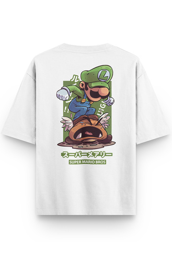 Overoz Λευκό μπλουζάκι με στάμπα στην πλάτη Super Mario Semi Oversize 1390