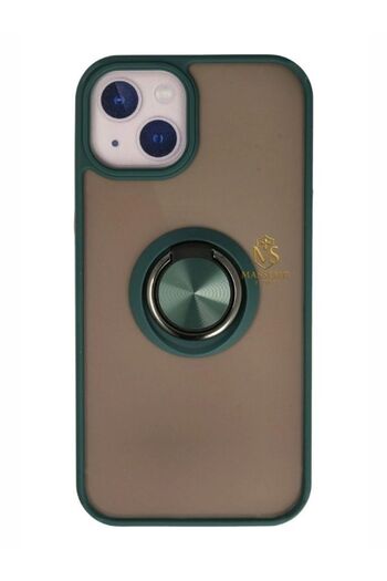 Massemr iPhone 13 Case Transparent Silicone Cover with Ring Magnetic Stand Shock-Absorbing Luxury Premium Protection