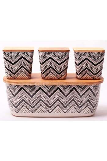 Kamille Bamboo bread box KM 1131 + set of 3 containers
