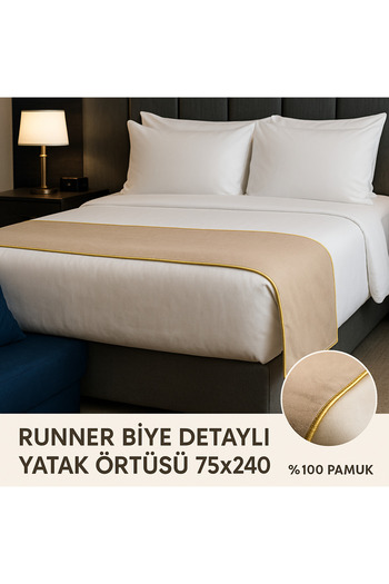 MEŞELİ TEKSTİL Runner Hotel Bedspread 75X240 cm – Stylish Appearance and Durable Fabric 100% Cotton
