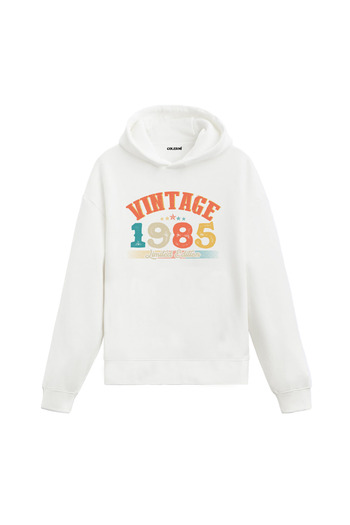 Colermi Vintage Hoodie 1985 Birth Date Printed Hooded Unisex Hoodie