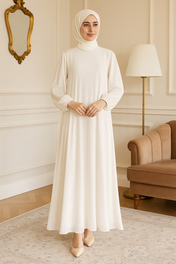 Misue Handmade Medina Silk Hijab Dress, Comfortable Loose Dress, Unlined, Full Length Stylish Evening Dress Casual Hijab Clothing