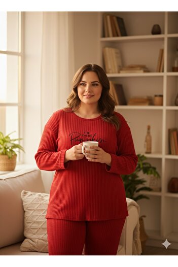 FAMES PİJAMA Women's Red Pumpkin Pajama Set