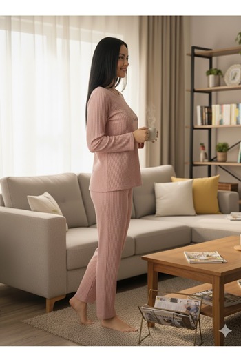 FAMES PİJAMA Women's Pink Inspired Pajama Set