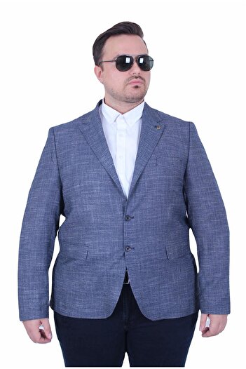 MocGrande Ανδρικό μπλέιζερ μεγάλου μεγέθους 6 Drop Blazer Tuna Jacket 500601 ΣΚΟΥΡΟ ΜΠΛΕ