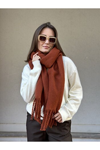 novon Klein Soft Touch Tassel Detailed Wool Textured Premium Puffy Fringed Scarf (195 X 45 cm)