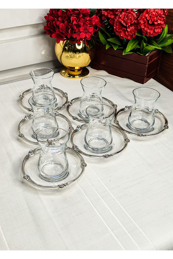 SEÇKİNEV Gülizar 12 Piece Tea Set (Gold, Silver, Yellow)