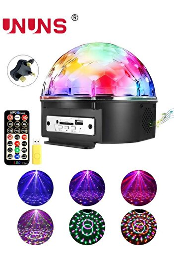 UNUNS LED Crystal Magic Ball, Light Disco Ball with 6 Colors and Bluetooth Function, Magic Stage Par