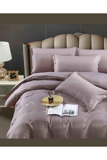 Truva Grup 4 Piece Bed Linen Set – 100% Fine Damask Cotton – Double Bed – Brown – Premium Quality