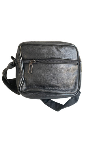 Cyrax - Shoulder bag, Ecological Leather, Extra pockets, Black, 18 x 18 x 9 cm