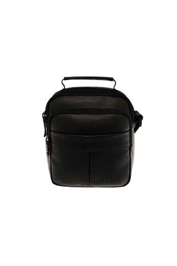 Polo Shoulder Bag, leather, 20x17x8cm, black