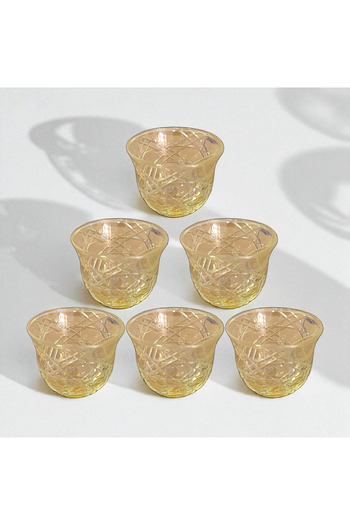 AYZ HOME 6-Piece Colorful Cut Crystal Glass Coffee Side Tray / Mirra Set