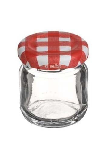 SHOPIENS Round Glass Jar with Red Checkered Metal Lid 40 ml