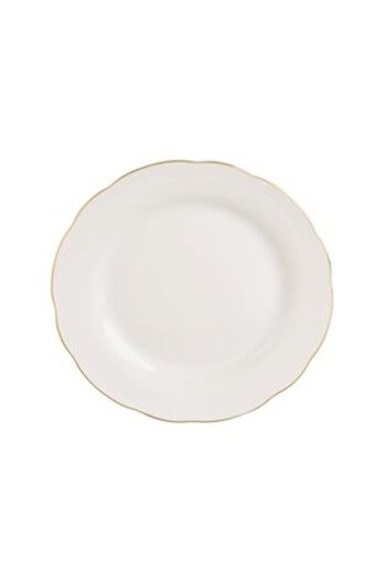 SHOPIENS Plate for Fruits 'Wavy Gold Metallic' Beige Porcelain 19 cm