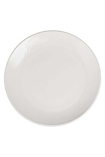 SHOPIENS White Ceramic Plate with Linear Relief Pattern for Fruits 'Wave' 27 cm
