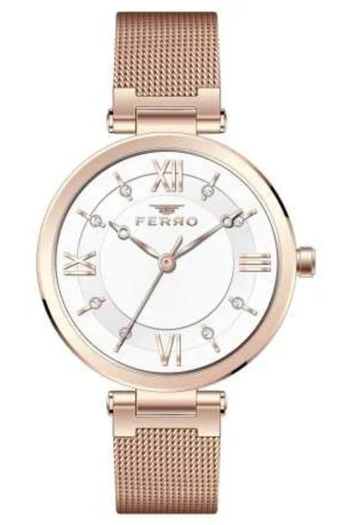 Tesbihane Ferro Rose Steel Mesh Band Women Wristwatch Waterproof Th-F21232C-C