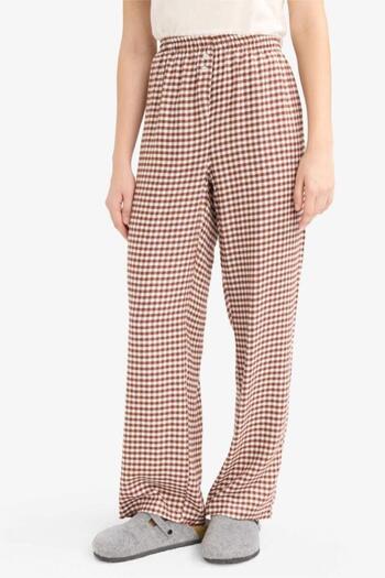 DeFacto Regular Fit Uzun Kareli Pijama Altı-Fall in Love (25 AU)