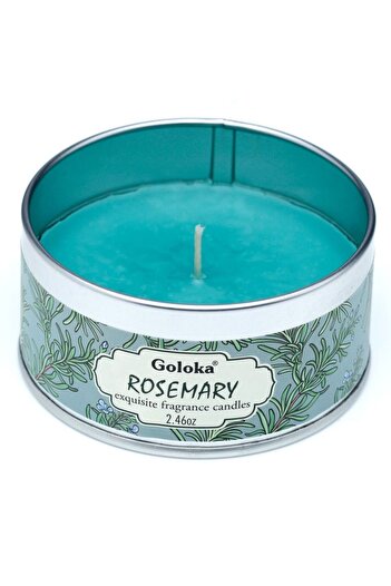 Goloka Scented Candle in Metallic Box, Sacred Aromatherapy for Your Soul, Rosemary