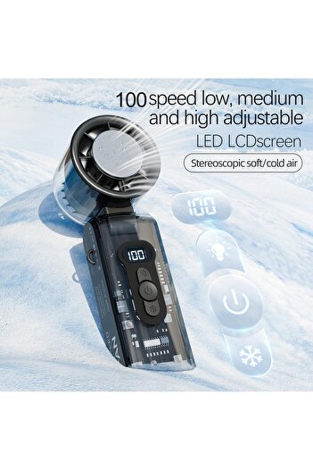 Generic Mini High-Speed Portable Folding Ice Cooling Fan with Digital Display – USB Rechargeable, 3 Speed
