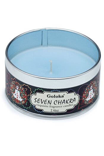 Goloka Scented Candle in Metal Box, Sacred Aromatherapy for Your Soul, 7 Chakras