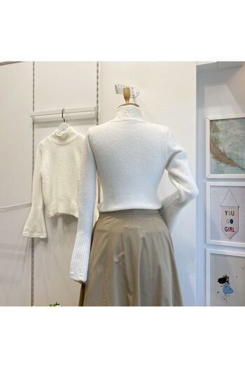 Faya Boutique Crimson Sweater with White Sleeve Detail