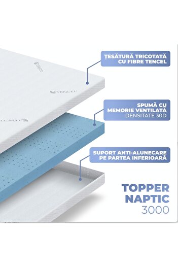 Ceda NAPTIC mattress topper, 140x200cm, 5cm ventilated gel memory foam, Tencel fiber cover