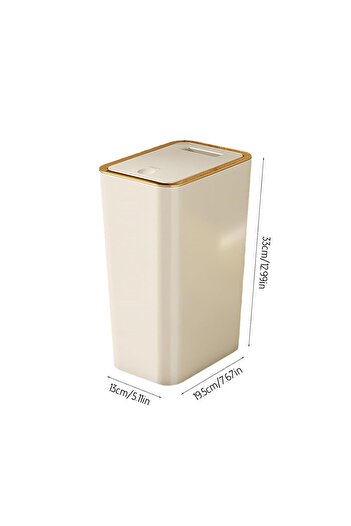 Saharaz 13L Bathroom Trash Can with Press Top Lid for Toilet,Bedroom,Living Room,Plastic Wastebasket