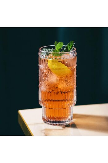 ORTAKÖY CENNETİ Sun Model Glass Long Cocktail Soft Drink Glass Set of 4 Glass 330 Cc 13.5 Height 6.5 Mouth