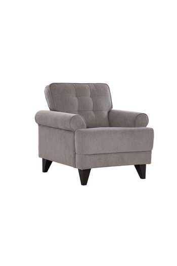 Danube Home Bradley 1-Seater Fabric Sofa - Onyx Grey, Solid Wood Frame, 2-Year Warranty, Stylish Comfort