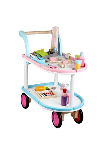 Generic Wooden Medical Cart Pretend Play Set Sturdy And Durable Material 3+ Years 48x32x20cm