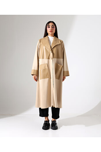 Fi'l Arz Fashion Γυναικείο δερμάτινο μπουφάν με κουμπιά και μεγάλο μέγεθος