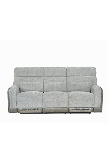 Danube Home Holden 3 Seater Fabric Recliner - Grey, Comfortable Wood & Fabric Sofa, 2 Year Warranty