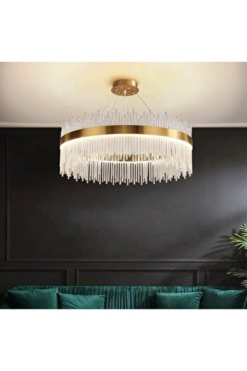 RFAN LED Chandelier, Model 8817/400, Crystal Texture, Metal, 64W, Gold