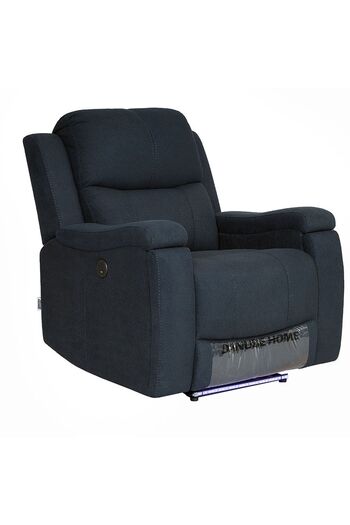 Danube Home Paladin 1 Seater Fabric Recliner with LED & Cup Holder - Stylish Blue Recliner for Comfort