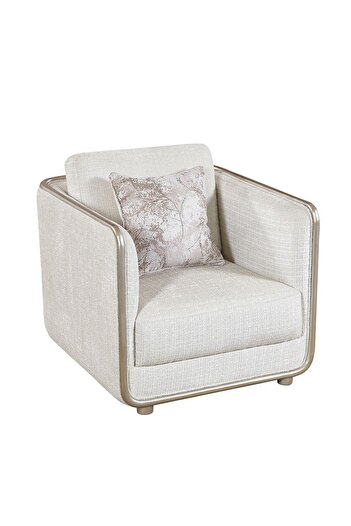 Danube Home Niferu 1-Seater Fabric Sofa - Beige/Brown, Solid Wood, 2-Year Warranty, Elegant & Comfortable
