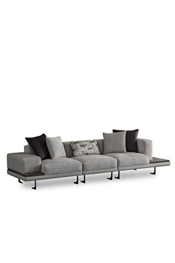 Danube Home Intenso 4 Seater Fabric Sofa - Light Brown, Stylish Metal Frame, Comfortable Seating, Turkey