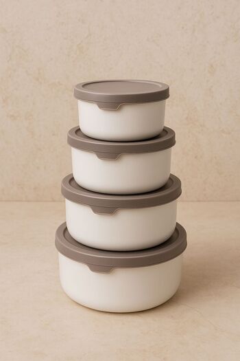 Kitchen Life Set of 4 Round Storage Containers (0.45ml -0.8Ml-1.5L-2.5L) Microwave and Freezer Compatible