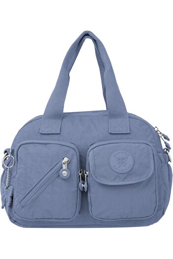 Caprice Collection Mini Satchel Crossbody, High-Grade Nylon, Zip-Top, Dual Front Pockets, Detachable BSD-KP034 LAVENDER
